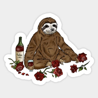 Sloths Love Wine Too Sticker